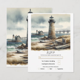 Rustik fyr vid kusten vid havet RSVP Inbjudningar