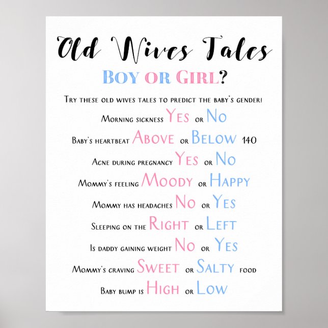 Rustik Gamla fruar Tales Baby Shower Gender Reveal Poster (Framsidan)