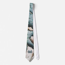 Rustik gammal blågrön färg trä Anpassad monogram Slips