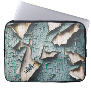 Rustik gammal ljusblå grön avflagande färg Monogra Laptop Fodral