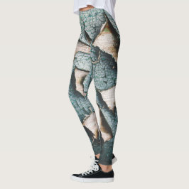 Rustik gammal ljusblå grön flagande färg trä leggings