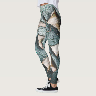 Rustik gammal ljusblå grön flagande färg trä leggings