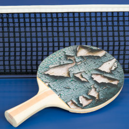 Rustik gammal ljusblå grön flagande målad trä pingisracket