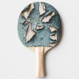 Rustik gammal ljusblå grön flagande målad trä pingisracket