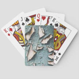 Rustik gammal ljusblå grön flagande målarfärg trä casinokort