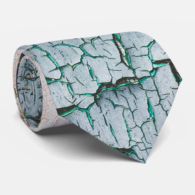 Rustik gammal ljusblå grön flagande målarfärg trä slips (Rullad)