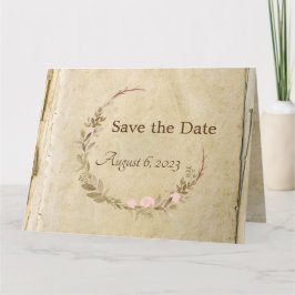 Rustik gammal Papper Spara datumkortet Kort