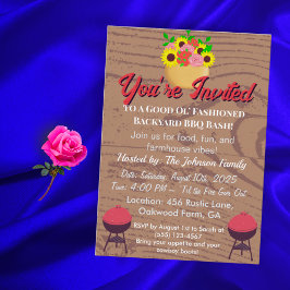 Rustik gårds BBQ-kort Sommars picknick på bakgårde Inbjudningar