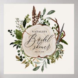 Rustik gårds lada botanisk bröllopsdusch skylt