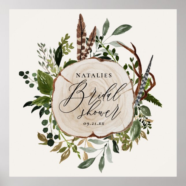 Rustik gårds lada botanisk bröllopsdusch skylt (Framsidan)