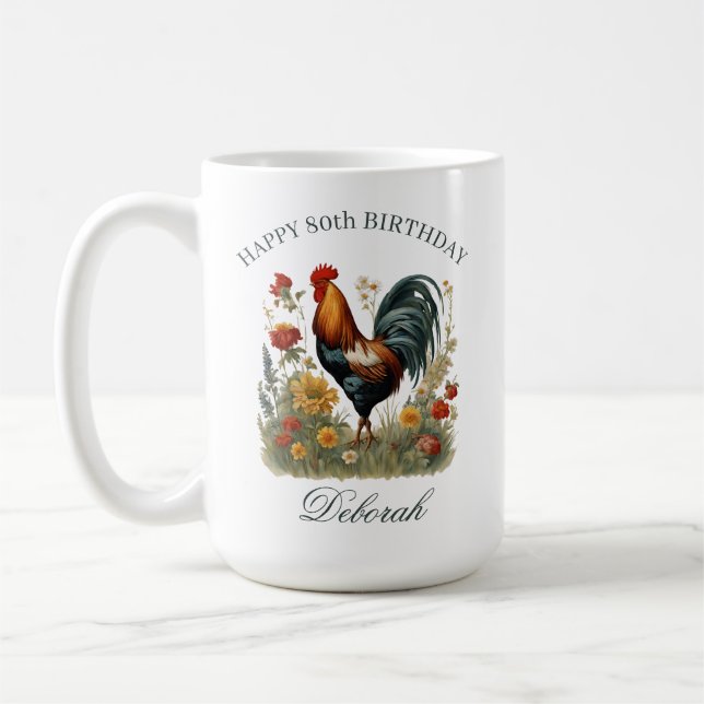 Rustik gårdshöns | Custm Namn Köks Tea  Kaffemugg (Vänster)