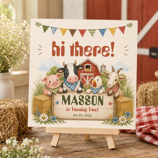 Rustik gårdstema 2-års födelsedagsfest för barn pappersservett (Rustic Barnyard 2nd Birthday kids Party Napkins
)