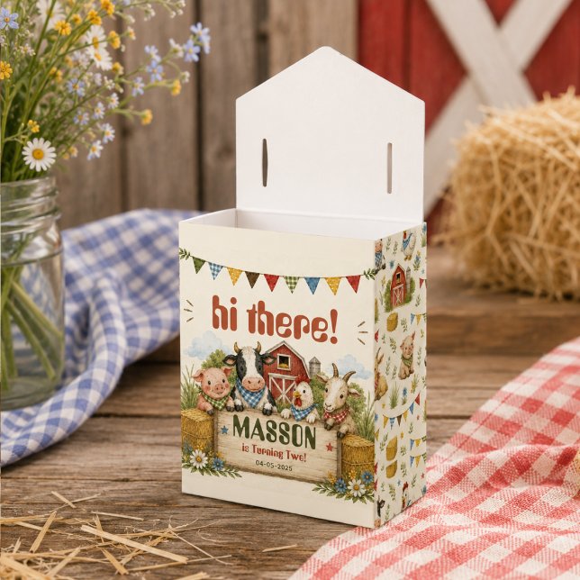 Rustik gårdstema 2-års födelsedagsfest för barn presentaskar (Rustic Barnyard 2nd Birthday kids Party Favor Boxes
)
