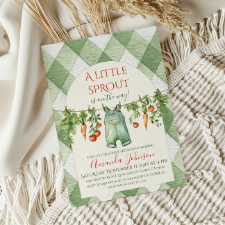 Rustik Gender Neutral Little Sprout Baby Shower Inbjudningar