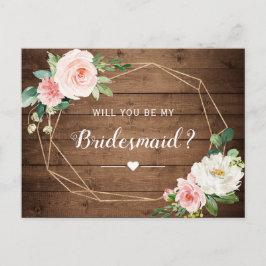 Rustik geometrisk Blommigt var min Bridesmaid Frie Inbjudan Vykort