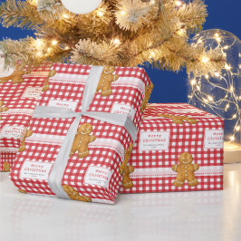 Rustik Gingham Röd Vit God Jul Presentpapper