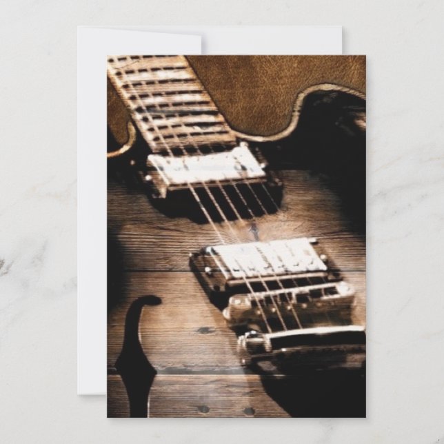 Rustik gitarr i lada trä västern country musik inbjudningar (Framsida)