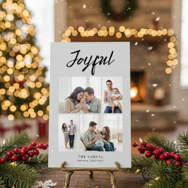 Rustik Glad Fyra Familjefotokollage Ask Julkort