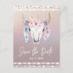 Rustik Glam Boho Blommig Koskalle Spara Datum Meddelande Vykort