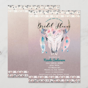 Rustik Glam Boho Blommig Kowskalle Bröllopsdusch Inbjudningar
