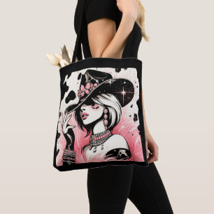 Rustik Glam Cowgirl Rosa Glitter Koholtryck Tygkasse
