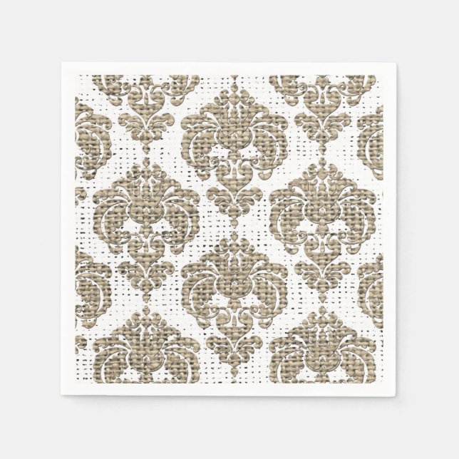 Rustik Glamor Burlap-Royalet Skadad Chic Modern Pappersservett (Framsidan)