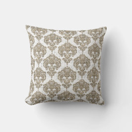 Rustik Glamour Jute Kunglig Damask Chic Modern Kudde