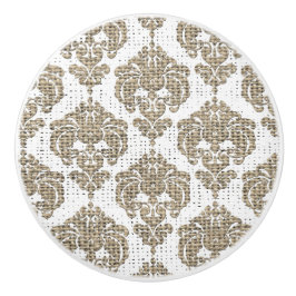 Rustik Glamour Jute Kunglig Damast Chic Modern Knopp