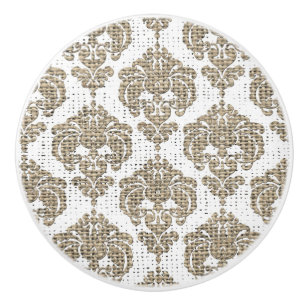 Rustik Glamour Jute Kunglig Damast Chic Modern Knopp