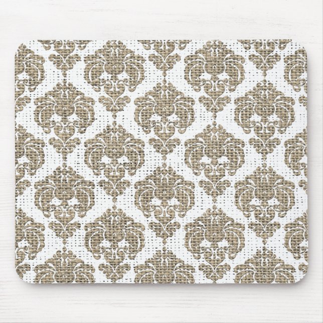 Rustik Glamour Jute Kunglig Damast Chic Modern Musmatta (Framsidan)