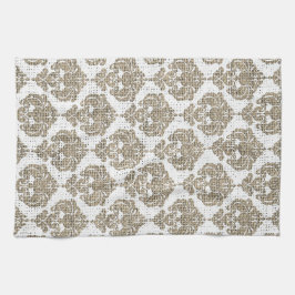 Rustik Glamour Jute Royal Damask Chic Modern Kökshandduk