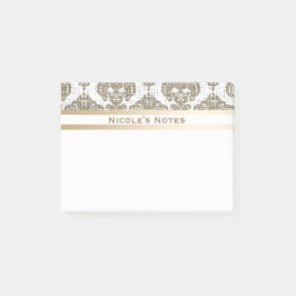 Rustik Glamour Jute Royal Damask Chic Modern Post-it Block