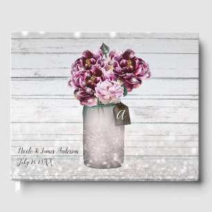 Rustik Glamour Trä & Vinröd Murgröna Blomsterarran Gästböcker