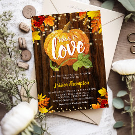Rustik Glitter Pumpa Fall in Love Bröllopsdusch Inbjudningar
