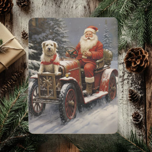 Rustik God Jul Med Tomte Med Hund Julkort
