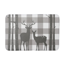 Rustik grå buffelrutiga rutor hjort & björk badrumsmatta