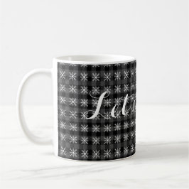 Rustik grå och svart rutig - låt det snöa  kaffemugg
