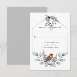 Rustik grå silverrost botanik Fågel RSVP OSA Kort