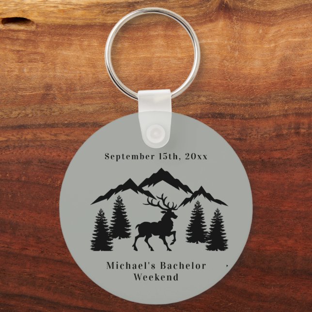 Rustik gråbuckjakt herrvecka nyckelring (Framsida)