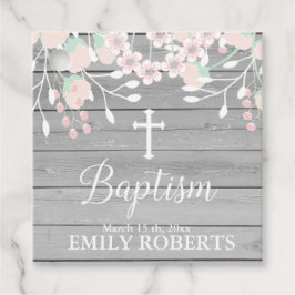 Rustik grått, blommigt, baptism gåvor etiketter