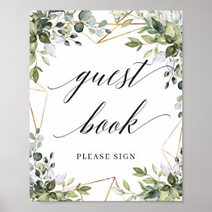 Rustik greenery foliage löv gästskylt bok poster