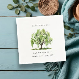 Rustik grön akvarell pilträd baby shower pappersservett