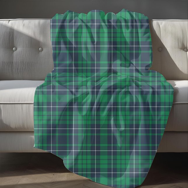 Rustik grön blå rutig fleecefilt (Rustic Green Blue Plaid Fleece Blanket)