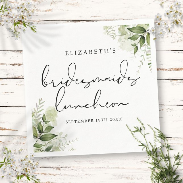Rustik Grön Elegant Brudtärna Lunch Pappersservett (Rustic Greenery Elegant Bridesmaids Luncheon Napkins)
