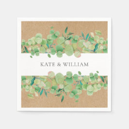 Rustik grön eukalyptus krans bröllop pappersservett