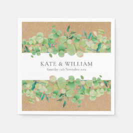 Rustik grön eukalyptus krans bröllop pappersservett