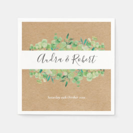 Rustik grön eukalyptusgirlang bröllop pappersservett
