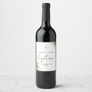 Rustik grön flora elegant dop vinflaska etikett