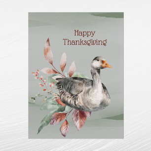 Rustik Grön Gås Foliari Örts Höst Tacksgiving Helg Vykort