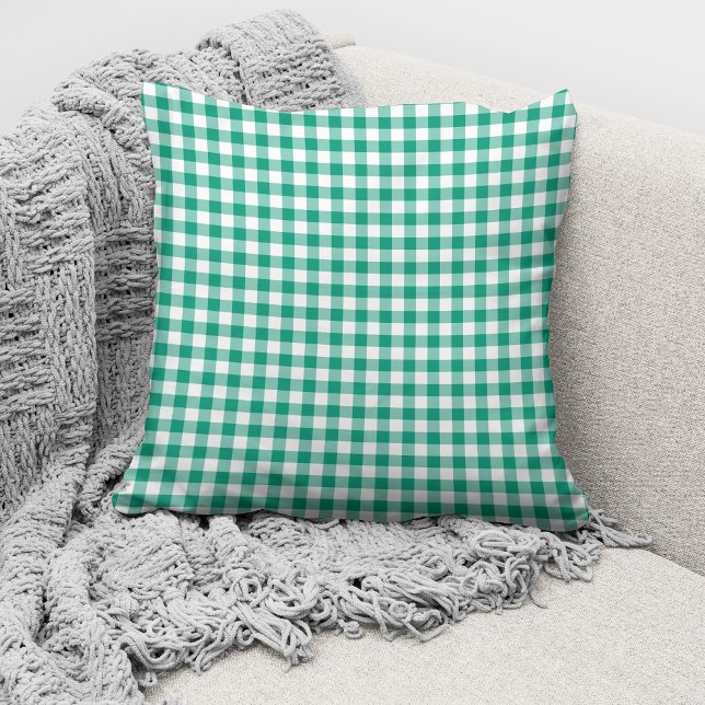 Rustik grön gingham-rutigt mönster kudde (Skapare uppladdad)